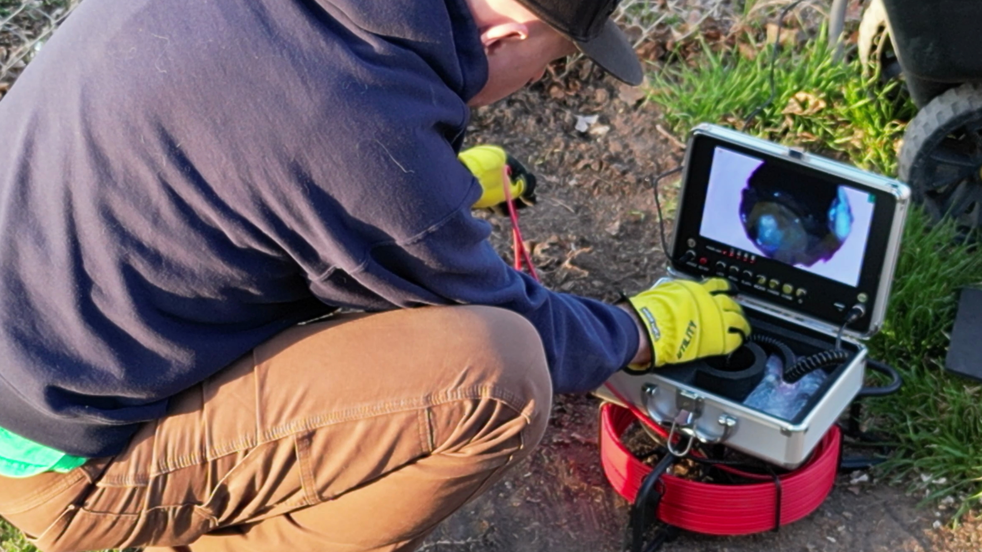 Cutting roots in a sewer lateral line